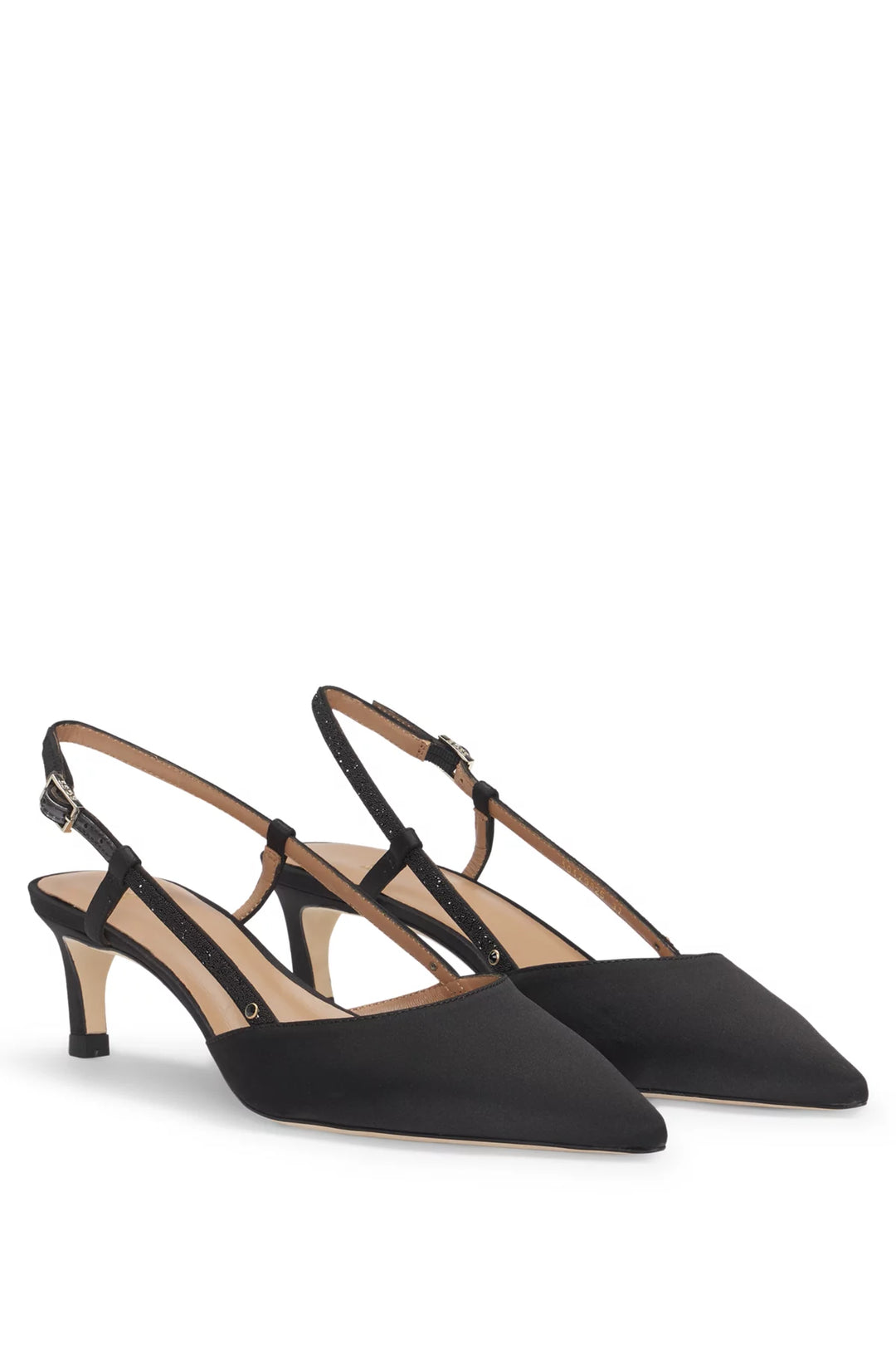 BOSS Slingback pumps in soft satin with pointed toe