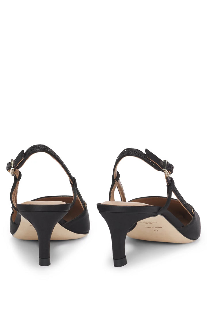 BOSS Slingback pumps in soft satin with pointed toe