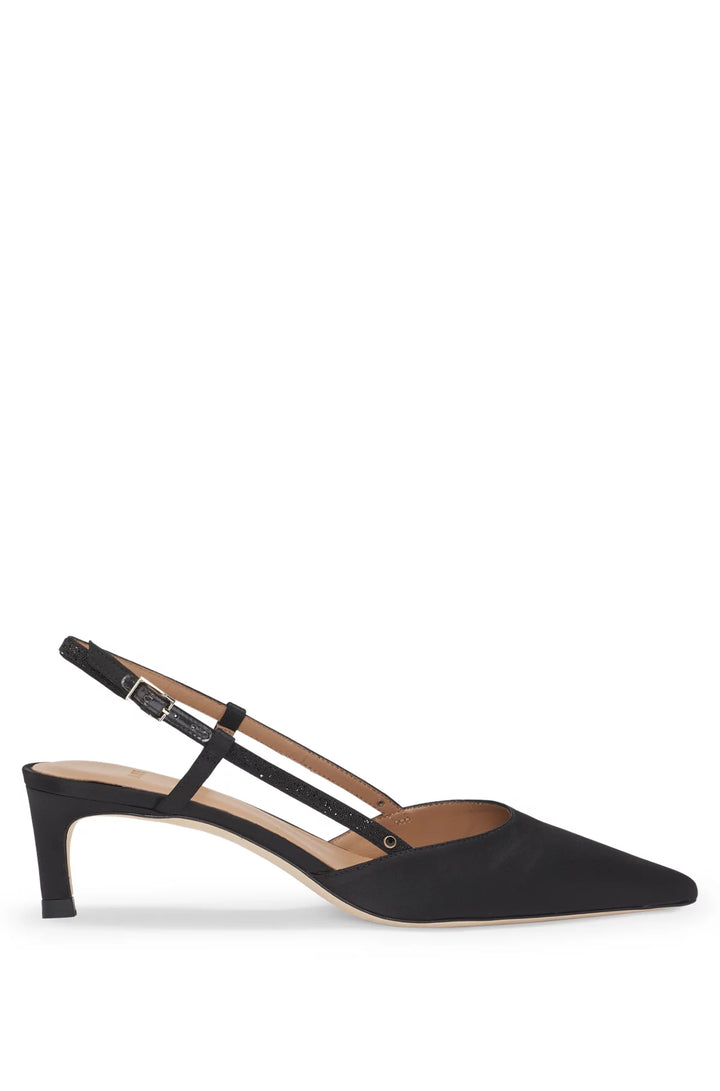 BOSS Slingback pumps in soft satin with pointed toe