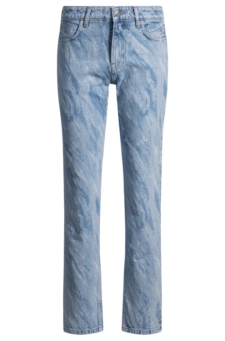 BOSS SLIM-FIT JEANS IN LASER-PATTERNED BLUE DENIM
