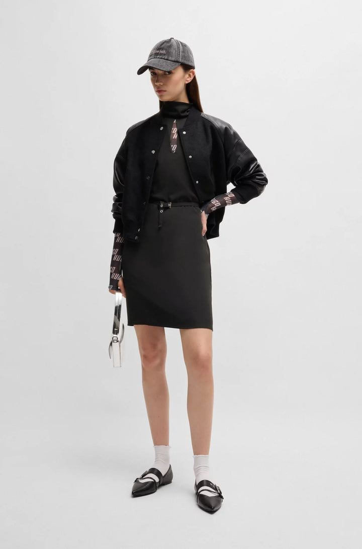 HUGO SLEEVELESS DRESS WITH STAND COLLAR AND CUT-OUT DETAIL