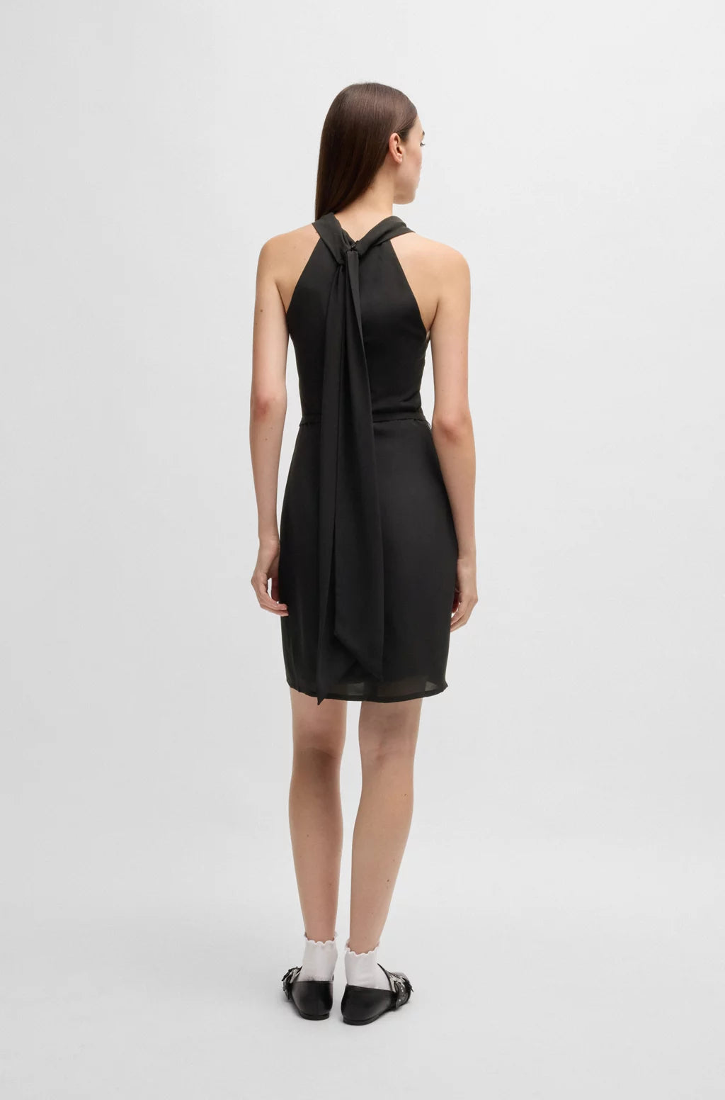HUGO SLEEVELESS DRESS WITH STAND COLLAR AND CUT-OUT DETAIL