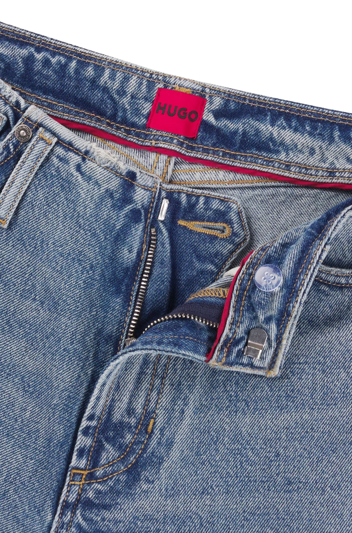 HUGO RELAXED-FIT JEANS WITH CROPPED LENGTH