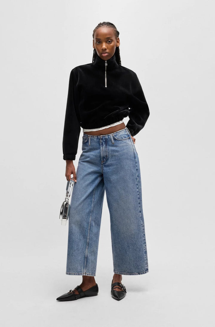 HUGO RELAXED-FIT JEANS WITH CROPPED LENGTH