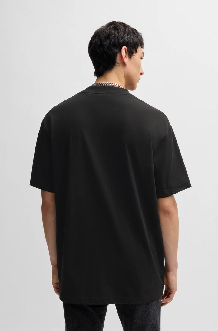 HUGO COTTON-JERSEY T-SHIRT WITH CHAIN-STITCH LOGO