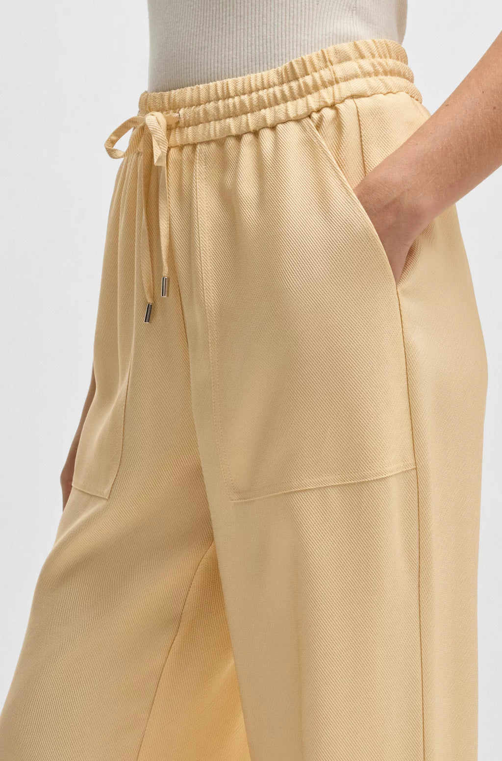 BOSS WIDE-LEG DRAWCORD TROUSERS IN SOFT TWILL