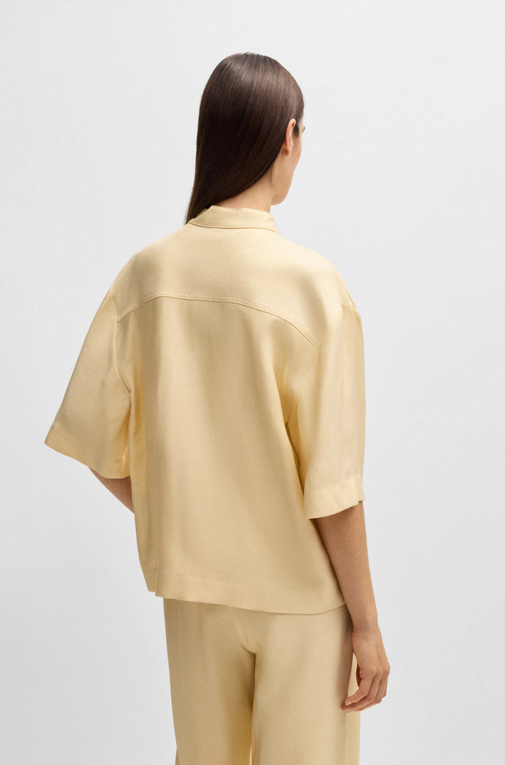 BOSS Relaxed-fit blouse in soft twill with stand collar