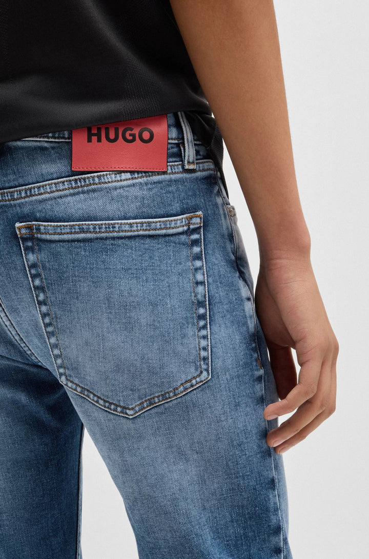 Hugo Extra-slim-fit jeans in blue stretch denim