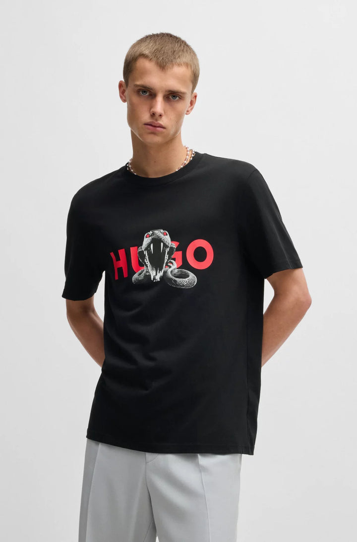 HUGO OVERSIZE-FIT T-SHIRT IN COTTON WITH ANIMAL GRAPHIC