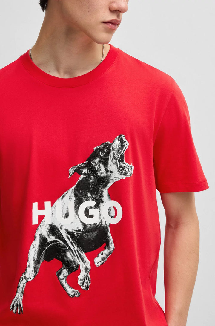HUGO OVERSIZE-FIT T-SHIRT IN COTTON WITH ANIMAL GRAPHIC