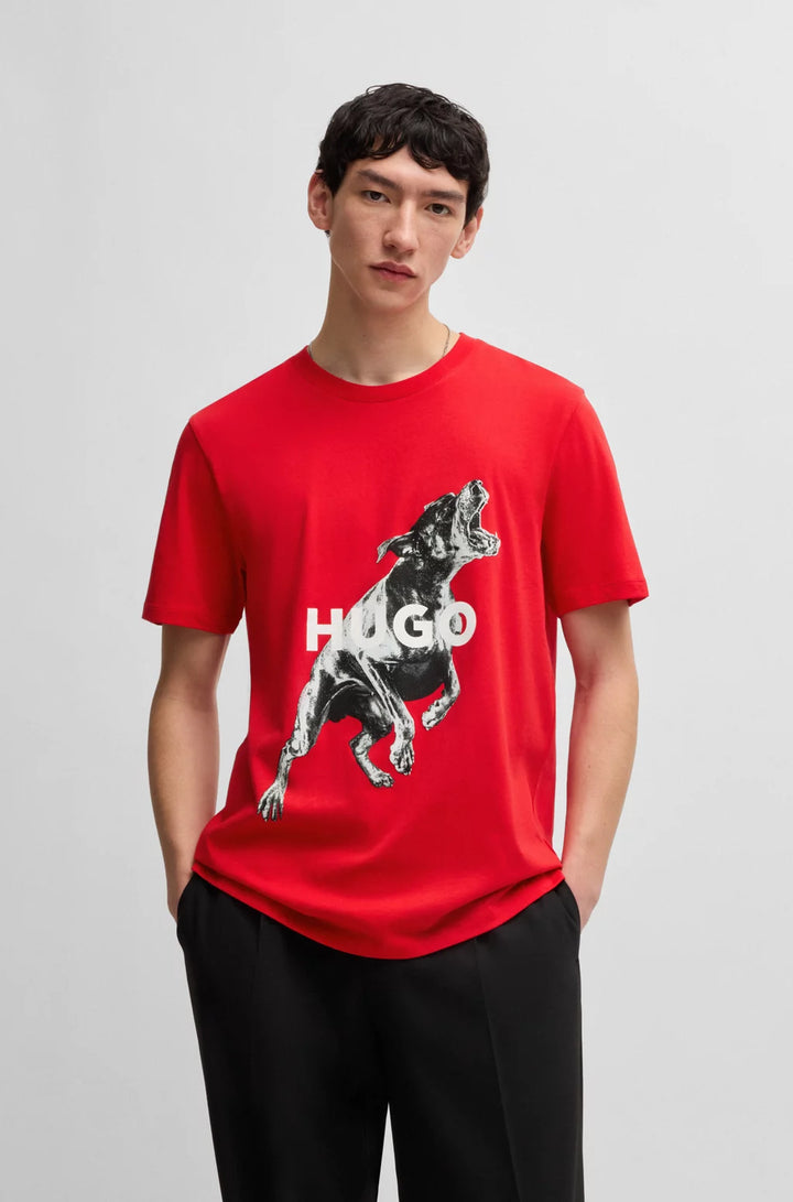 HUGO OVERSIZE-FIT T-SHIRT IN COTTON WITH ANIMAL GRAPHIC