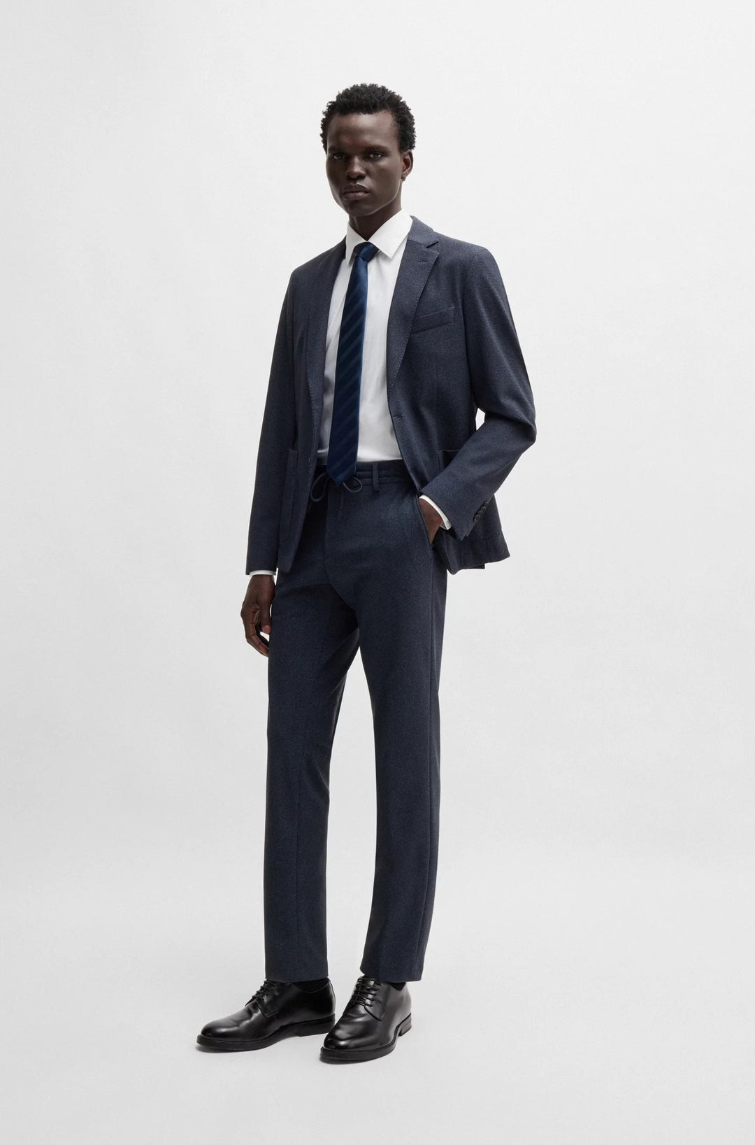 Boss Slim-fit trousers in micro-patterned performance-stretch fabric