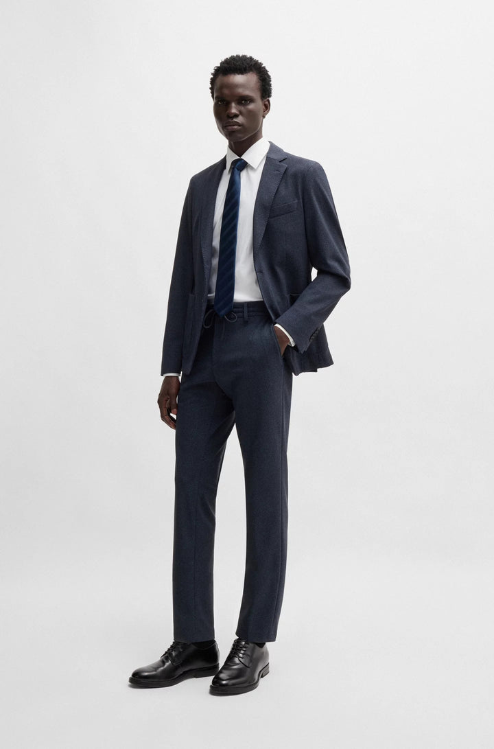 Boss Slim-fit trousers in micro-patterned performance-stretch fabric