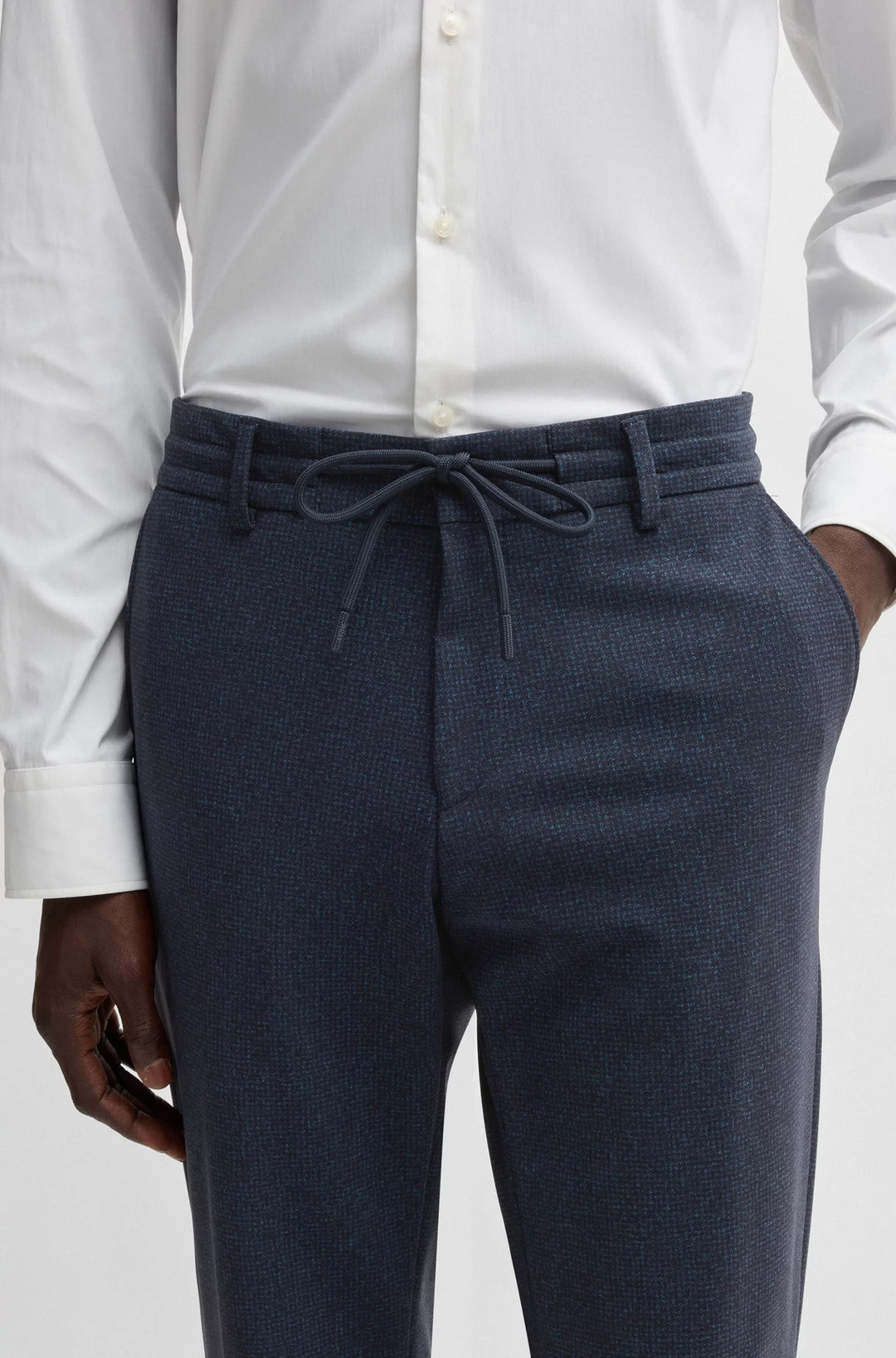 Boss Slim-fit trousers in micro-patterned performance-stretch fabric