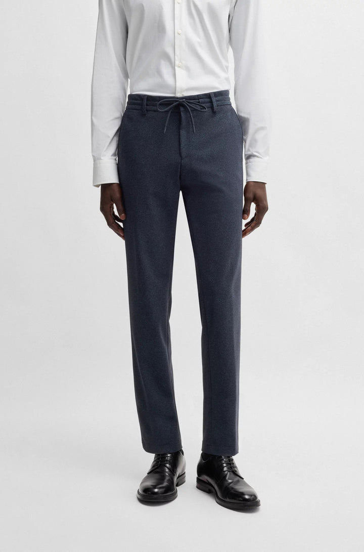 Boss Slim-fit trousers in micro-patterned performance-stretch fabric