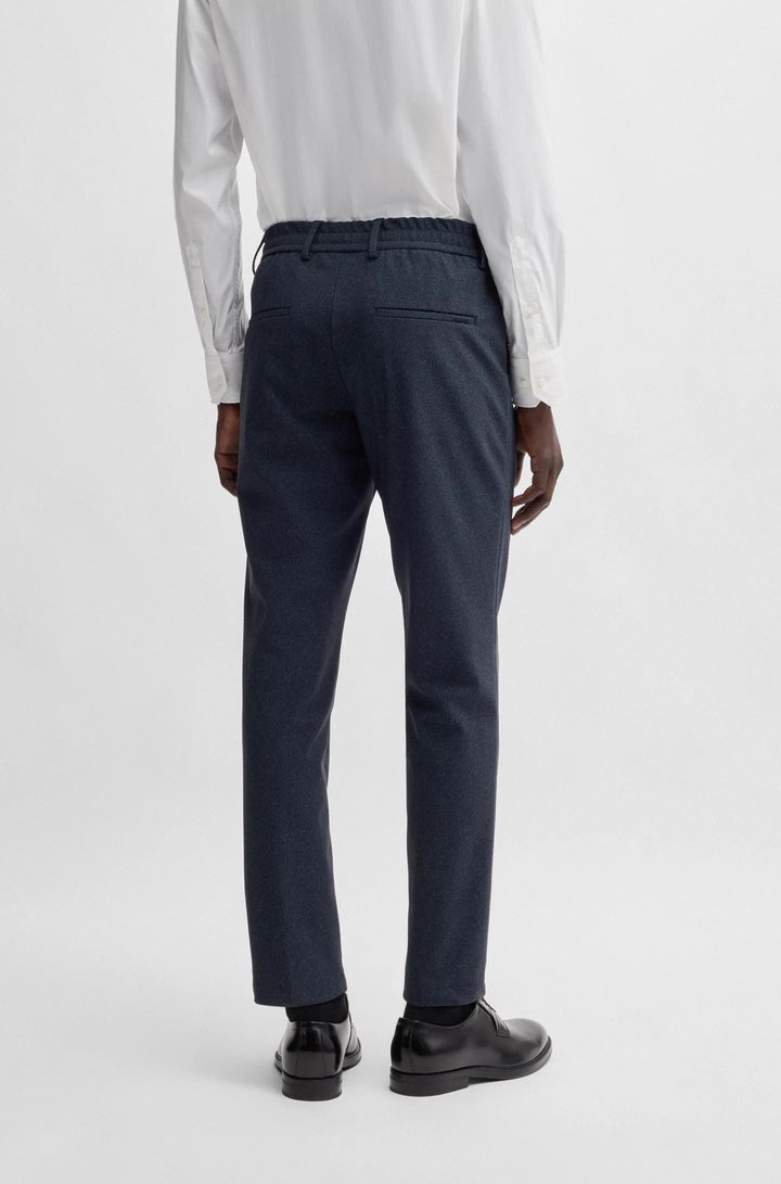 Boss Slim-fit trousers in micro-patterned performance-stretch fabric