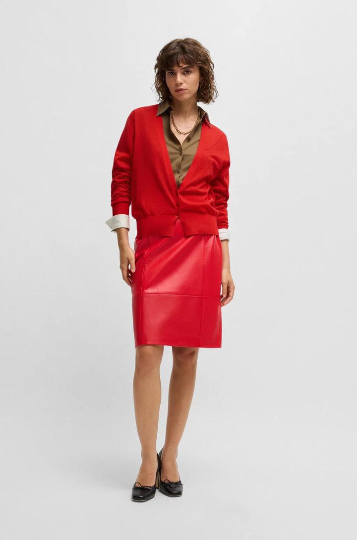 BOSS V-NECK KNITTED CARDIGAN IN WOOL