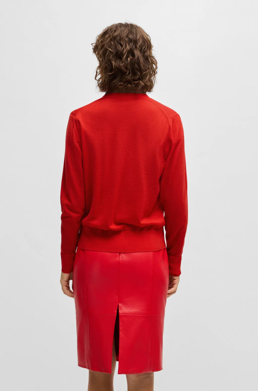 BOSS V-NECK KNITTED CARDIGAN IN WOOL