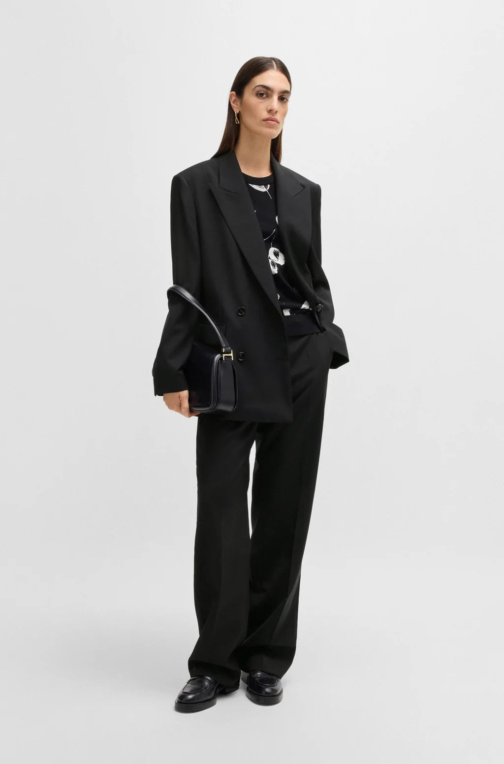 BOSS OVERSIZE-FIT DOUBLE-BREASTED BLAZER IN VIRGIN WOOL