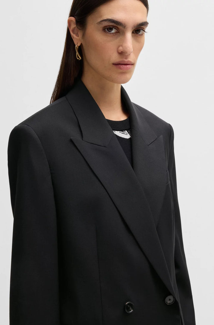 BOSS OVERSIZE-FIT DOUBLE-BREASTED BLAZER IN VIRGIN WOOL