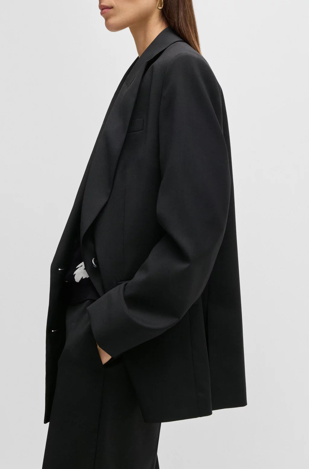 BOSS OVERSIZE-FIT DOUBLE-BREASTED BLAZER IN VIRGIN WOOL
