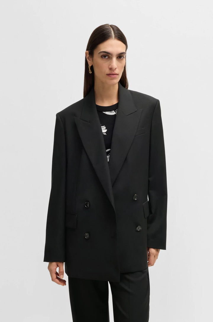 BOSS OVERSIZE-FIT DOUBLE-BREASTED BLAZER IN VIRGIN WOOL