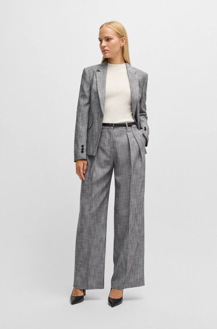 BOSS REGULAR-FIT TROUSERS WITH PLEATED FRONT