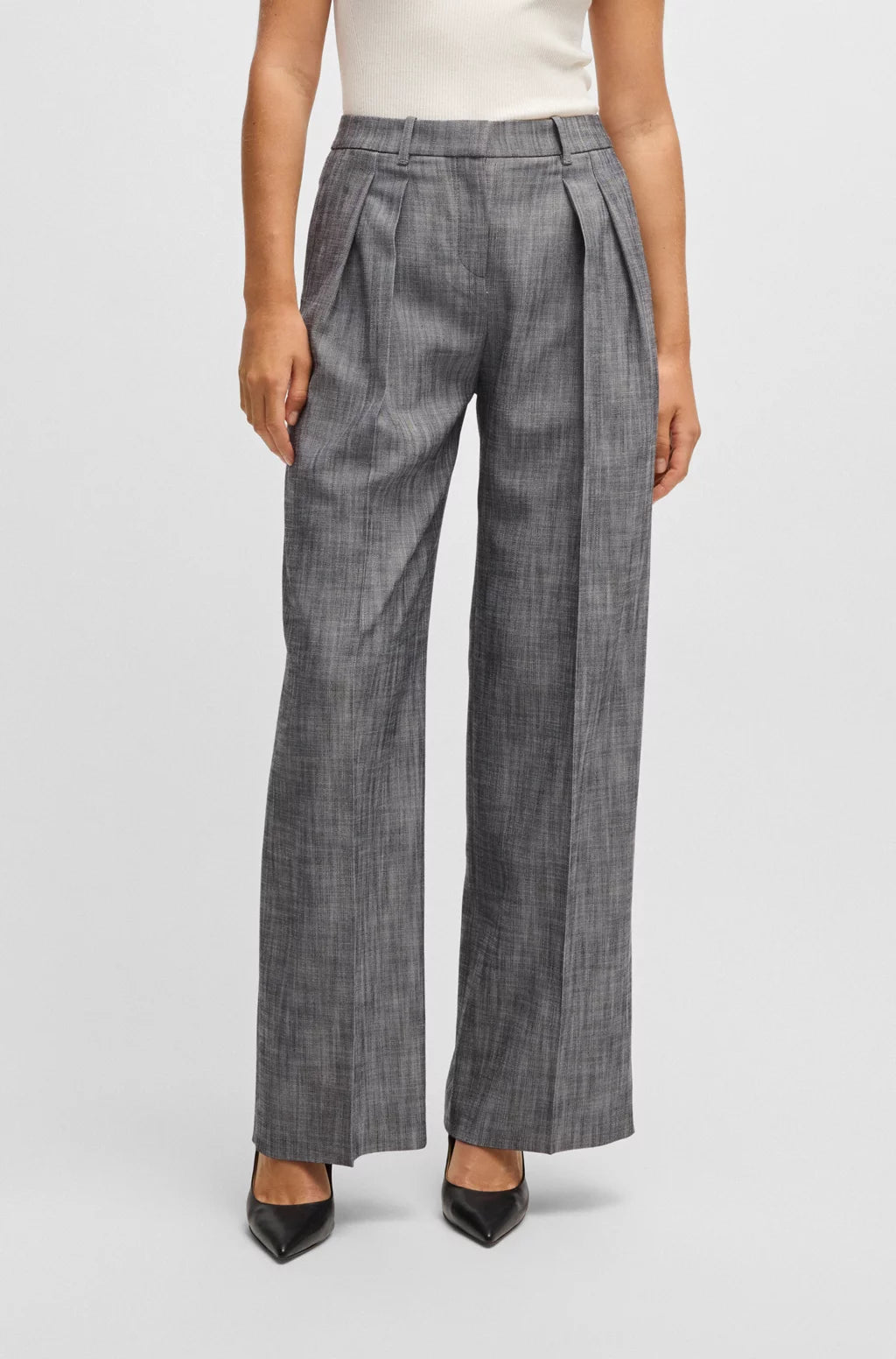 BOSS REGULAR-FIT TROUSERS WITH PLEATED FRONT