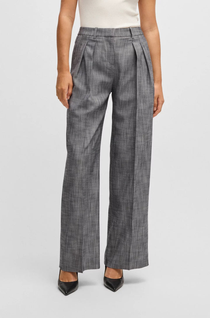 BOSS REGULAR-FIT TROUSERS WITH PLEATED FRONT