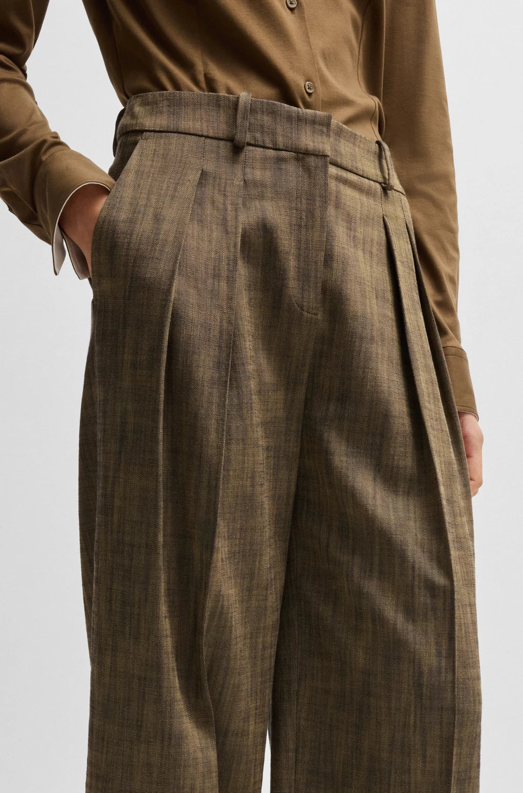 BOSS REGULAR-FIT TROUSERS WITH PLEATED FRONT