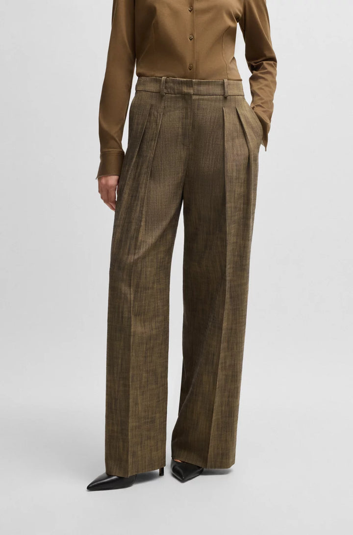 BOSS REGULAR-FIT TROUSERS WITH PLEATED FRONT