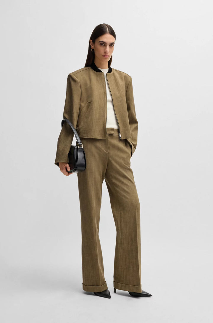 BOSS REGULAR-FIT TROUSERS IN HERRINGBONE STRETCH FABRIC