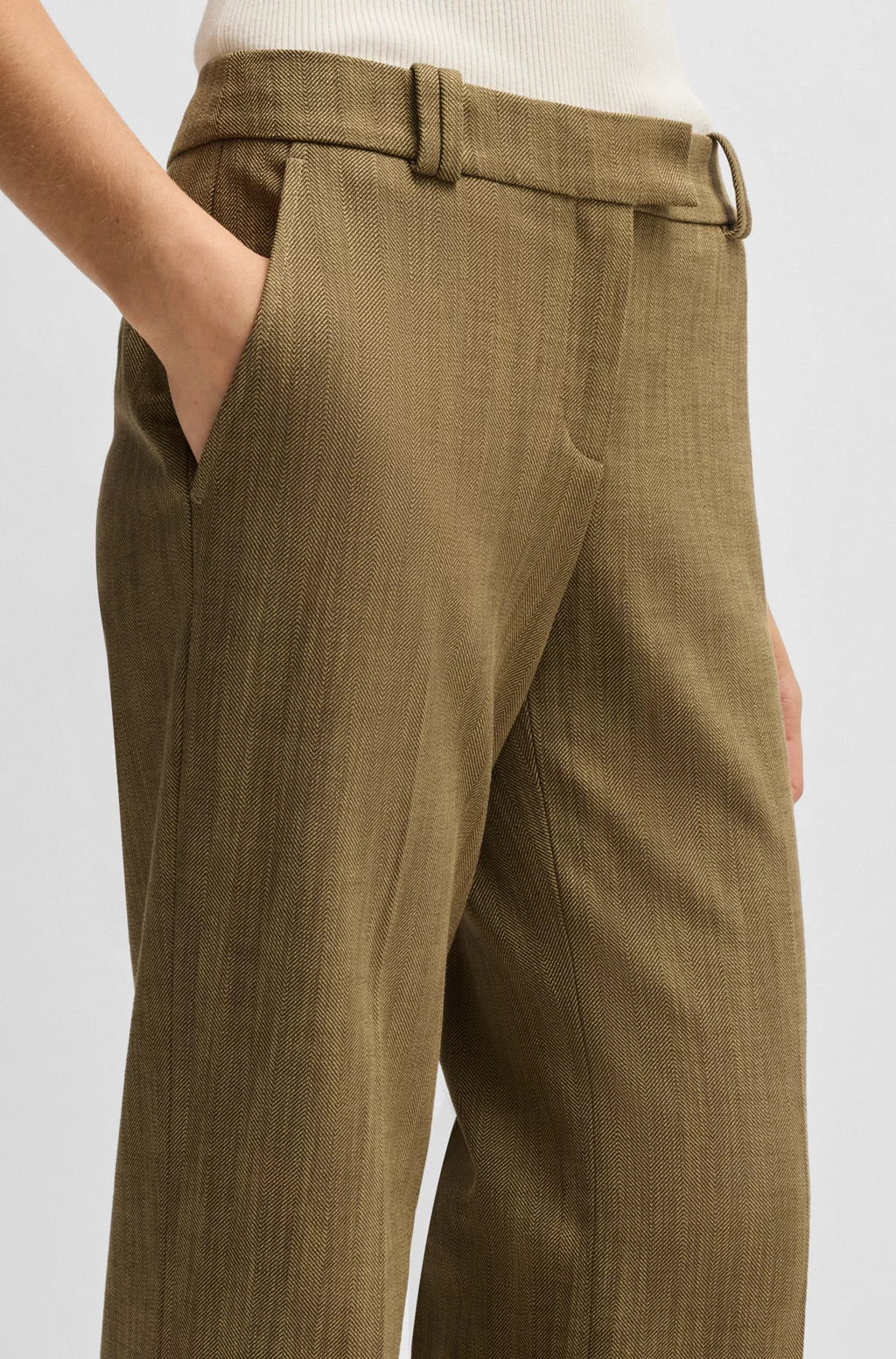 BOSS REGULAR-FIT TROUSERS IN HERRINGBONE STRETCH FABRIC