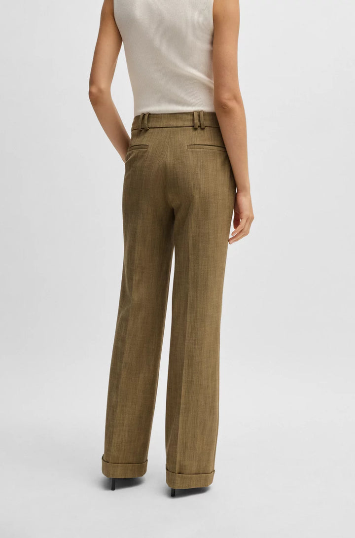 BOSS REGULAR-FIT TROUSERS IN HERRINGBONE STRETCH FABRIC