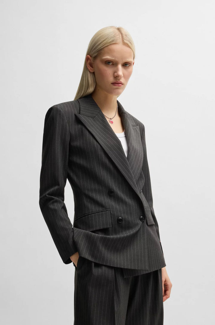 HUGO REGULAR-FIT BLAZER IN PINSTRIPE STRETCH MATERIAL