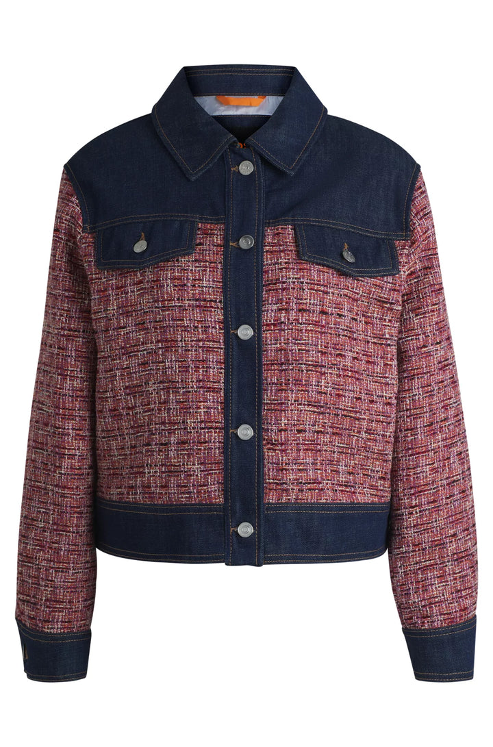 BOSS MULTICOLORED-TWEED JACKET WITH DENIM TRIMS