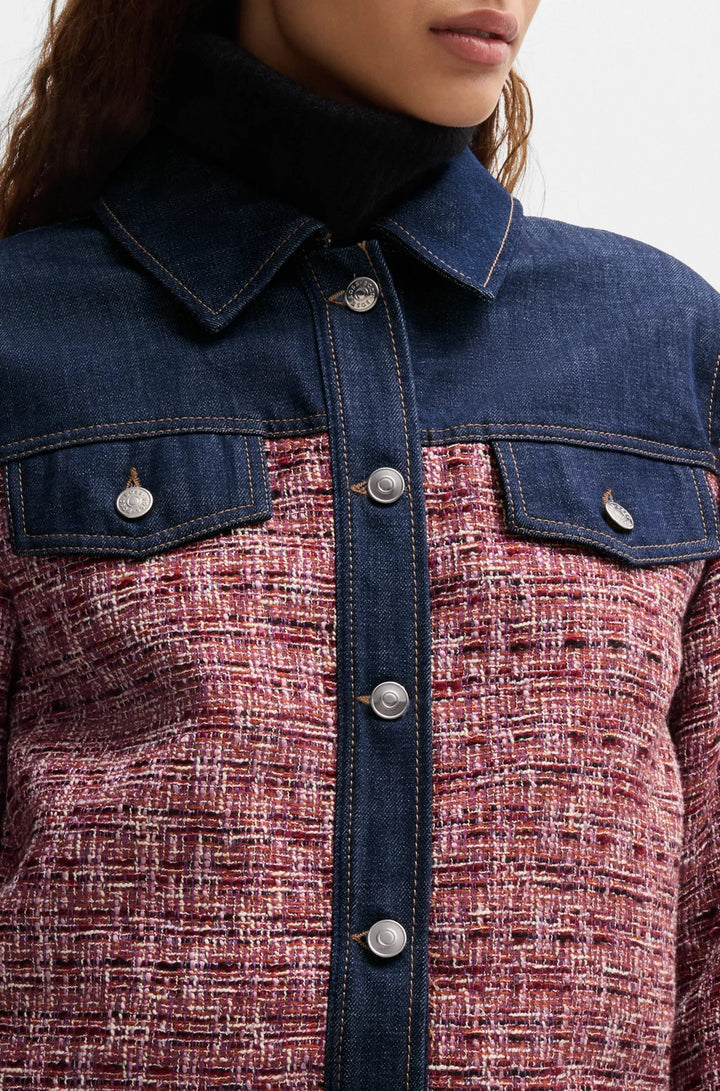 BOSS MULTICOLORED-TWEED JACKET WITH DENIM TRIMS