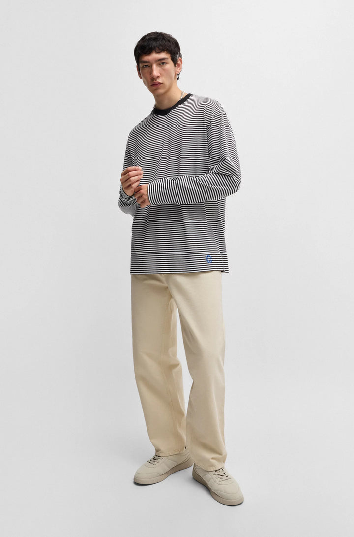 Hugo Baggy-fit trousers in cotton canvas