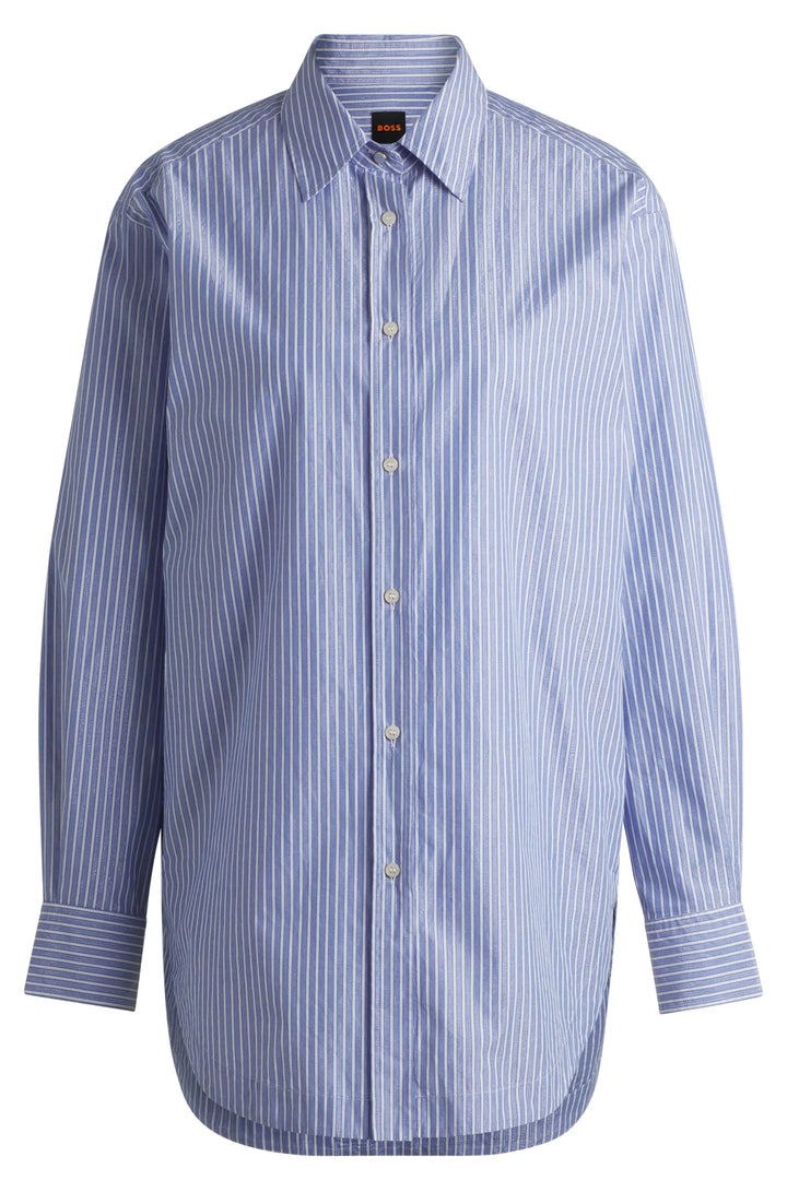 BOSS  Relaxed-fit blouse in striped poplin