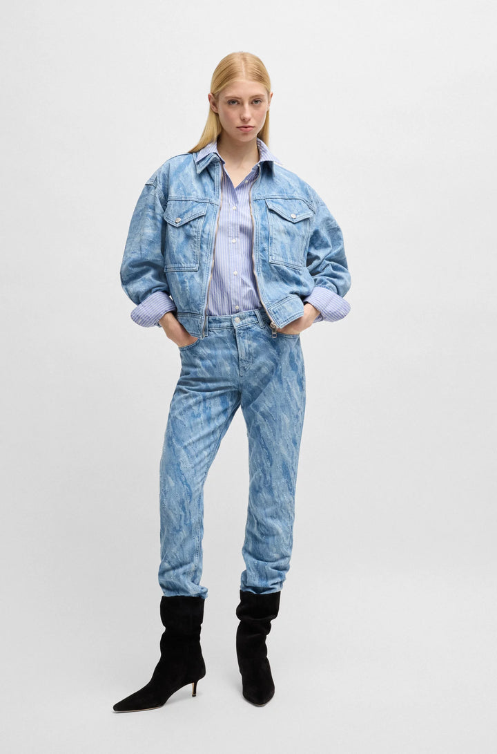 BOSS  Relaxed-fit blouse in striped poplin