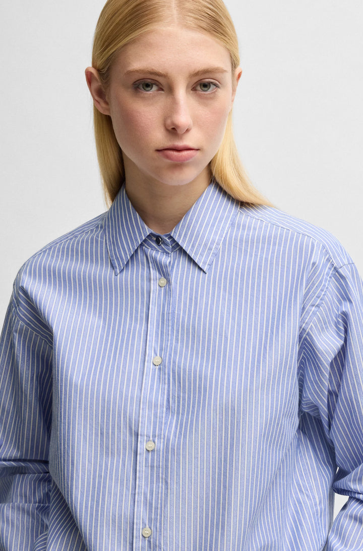 BOSS  Relaxed-fit blouse in striped poplin