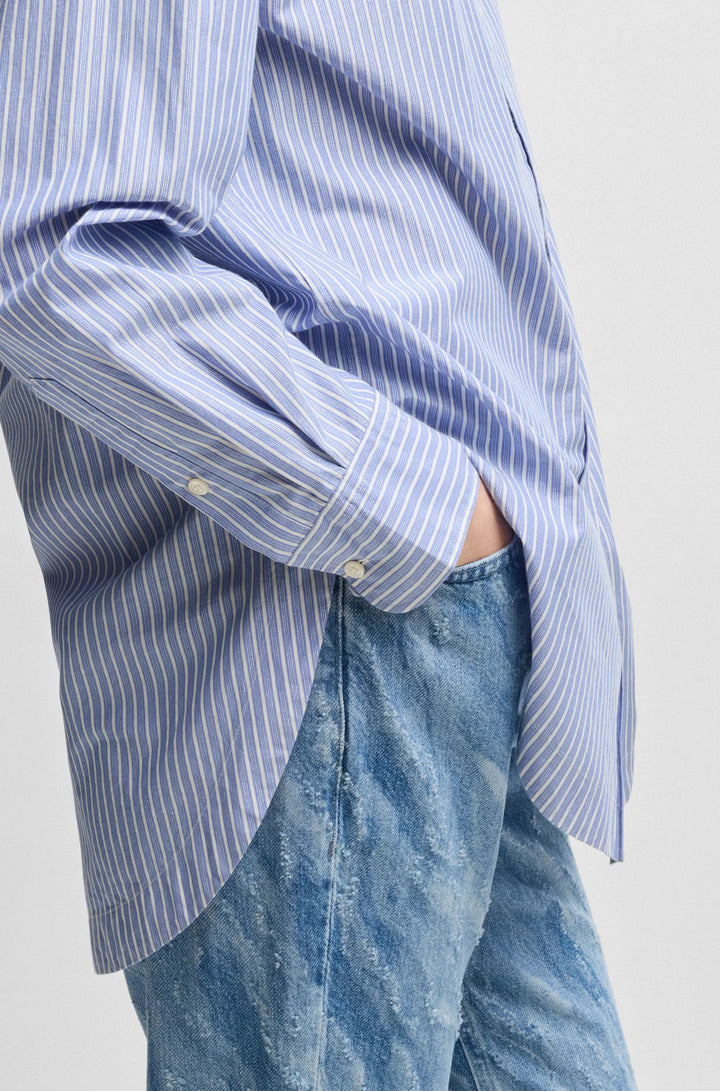 BOSS  Relaxed-fit blouse in striped poplin