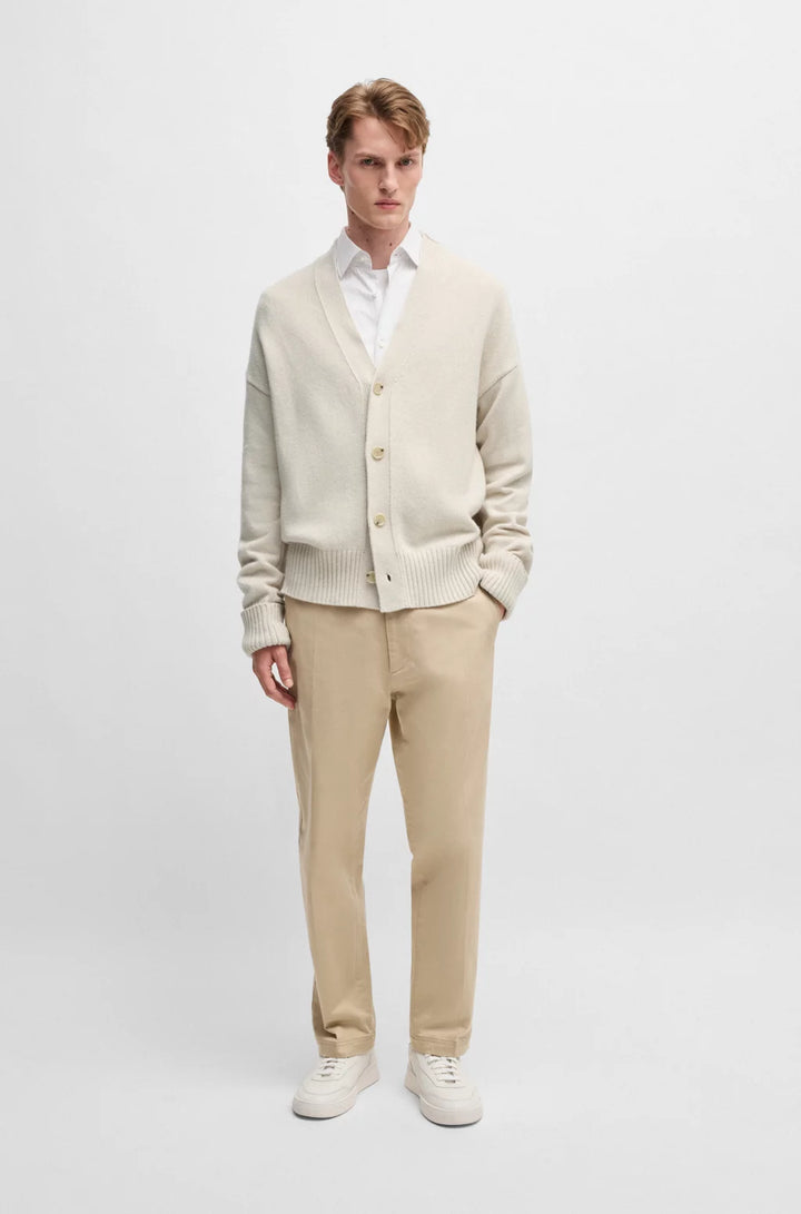BOSS Relaxed-fit cardigan with button front and ribbed cuffs