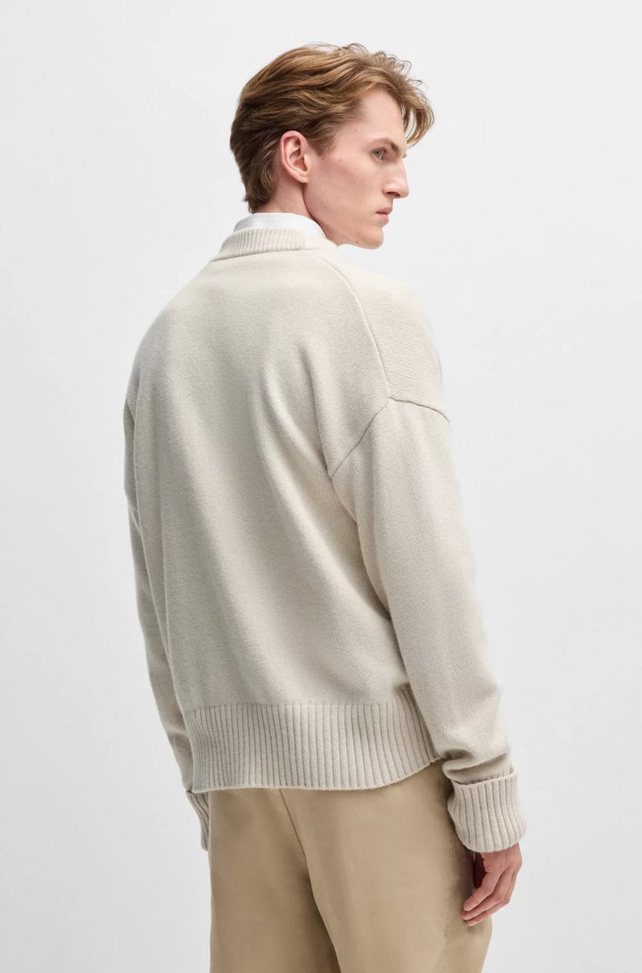 BOSS Relaxed-fit cardigan with button front and ribbed cuffs