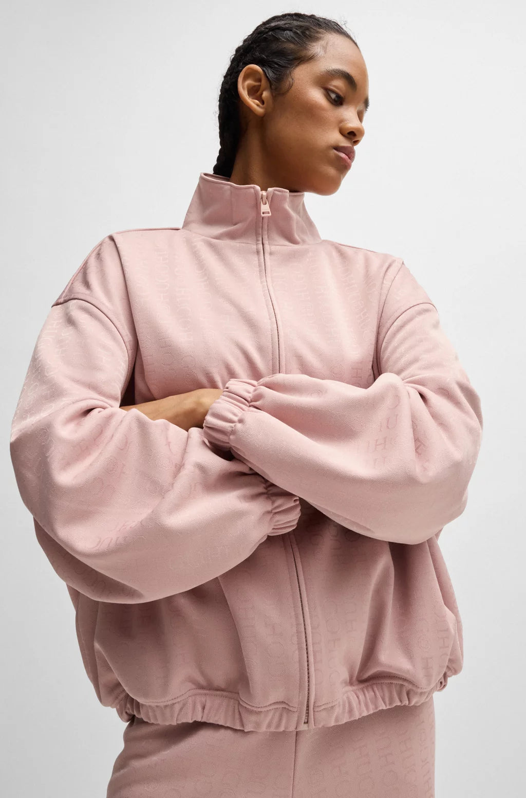 HUGO OVERSIZE-FIT JACKET WITH ALL-OVER LOGO JACQUARD