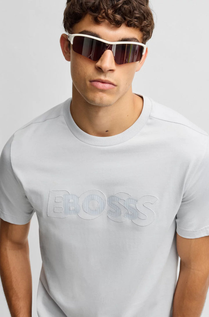 BOSS COTTON-JERSEY T-SHIRT WITH DOUBLE LOGO ARTWORK