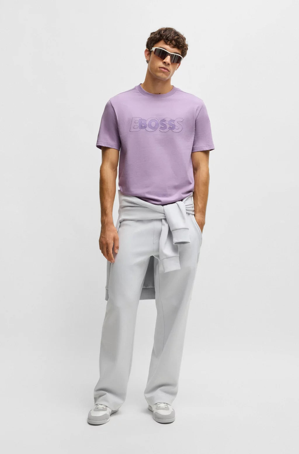 BOSS COTTON-JERSEY T-SHIRT WITH DOUBLE LOGO ARTWORK