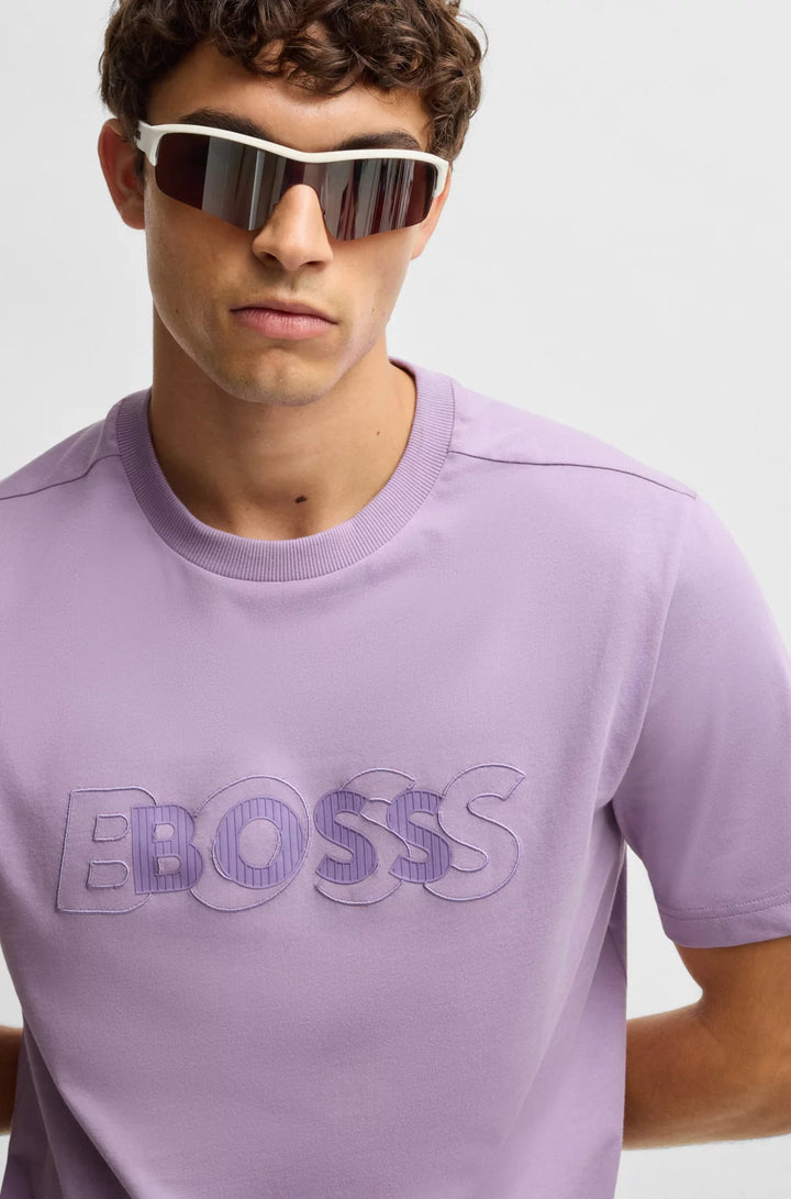 BOSS COTTON-JERSEY T-SHIRT WITH DOUBLE LOGO ARTWORK