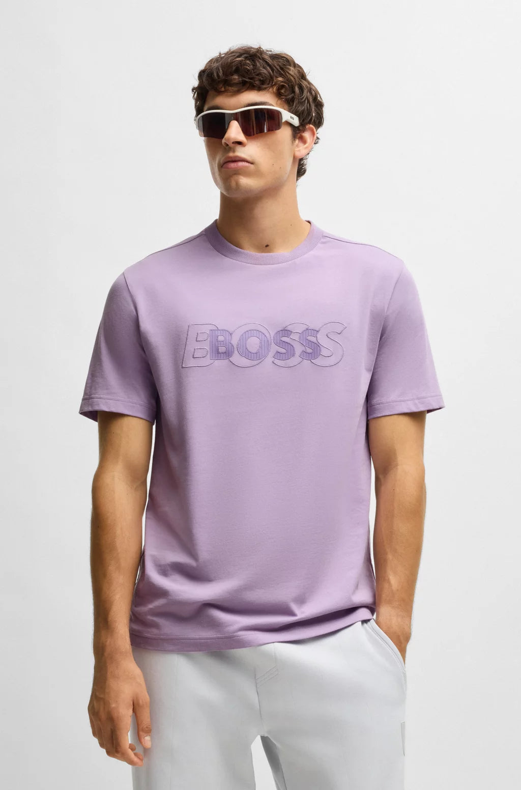 BOSS COTTON-JERSEY T-SHIRT WITH DOUBLE LOGO ARTWORK