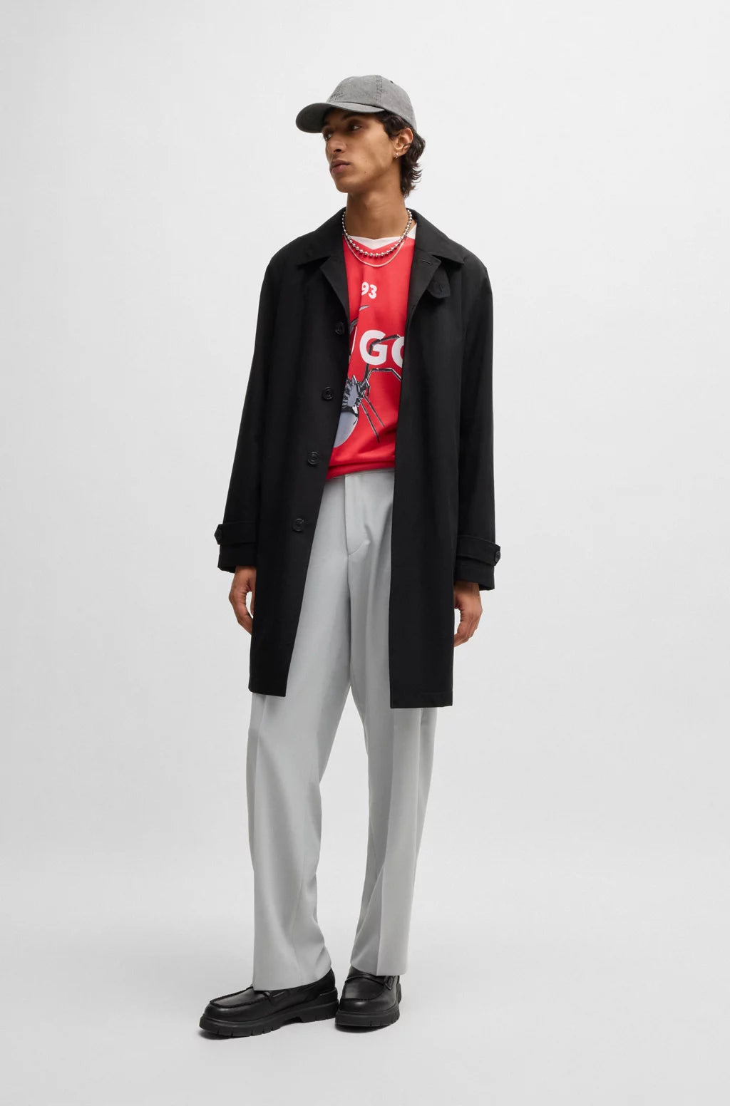 HUGO RELAXED-FIT FOOTBALL-STYLE MESH T-SHIRT WITH SEASONAL PRINT